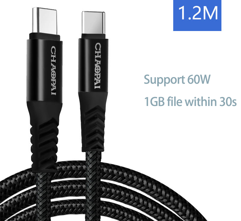 CHAOPAI USB C to TYPE C charging & data PET cable(Black))