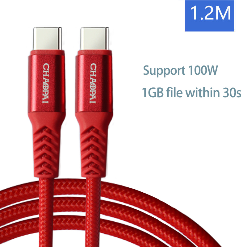 CHAOPAI USB C to TYPE C charging & data PET cable (red 100w)